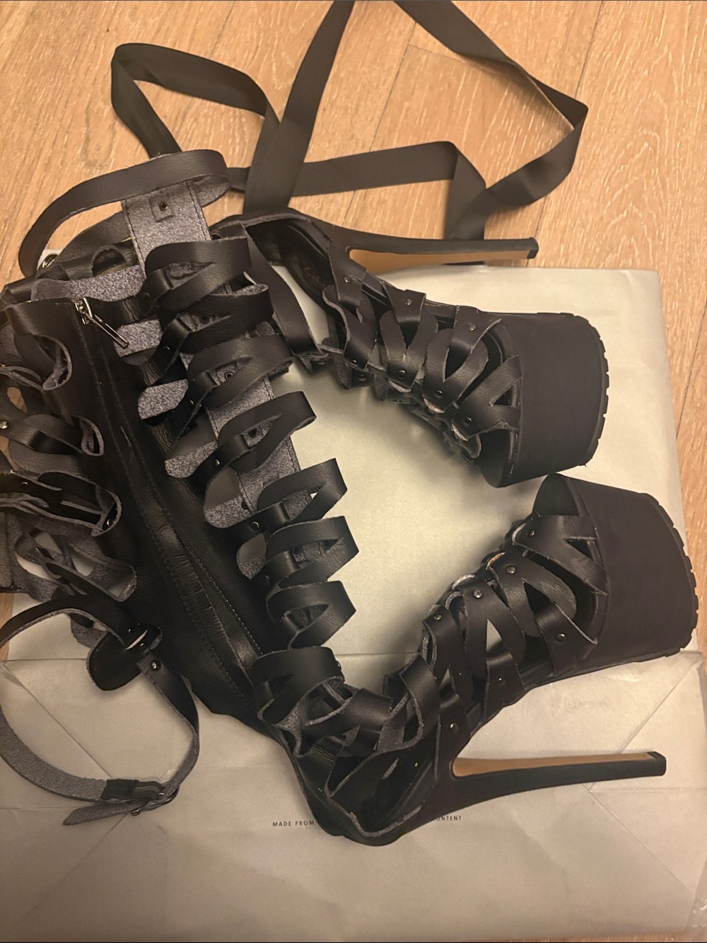 Black Samara Gladiator Sandal Platforms - Picture 8 of 8